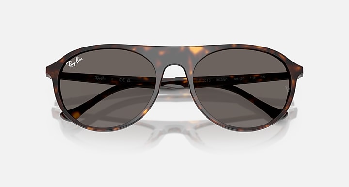 Ray-Ban RB2215 Havana with Dark Grey Solid Color lenses - Closed Front
