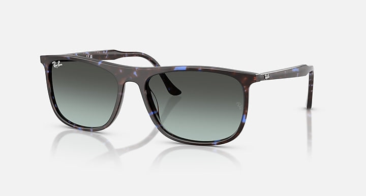 Ray-Ban RB2216 Havana Blue Turtle with Blue Vintage Gradient Black Gradient lenses - Quarter