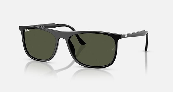 Ray-Ban RB2216 Black with Green Solid Color lenses - Quarter