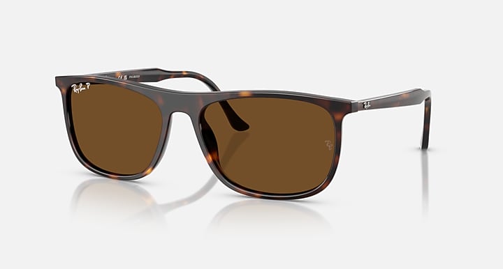 Ray-Ban RB2216 Havana with Brown Polarized Solid Color lenses - Quarter