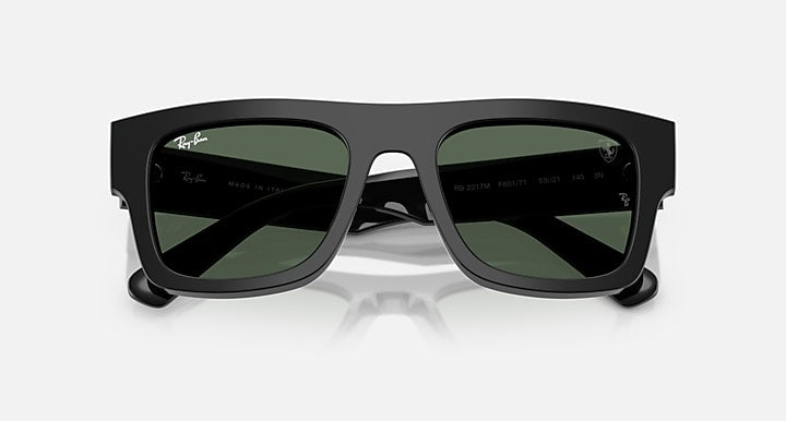 Ray-Ban RB2217M SCUDERIA FERRARI COLLECTION Black with Dark Green Solid Color lenses - Closed Front