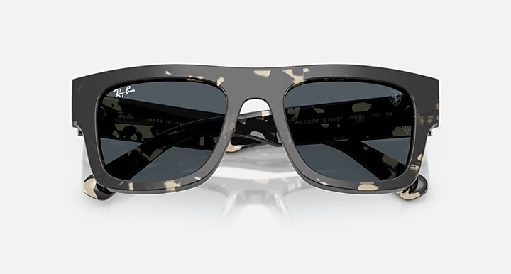 Ray-Ban RB2217M SCUDERIA FERRARI COLLECTION Grey Havana with Dark Grey Solid Color lenses - Closed Front