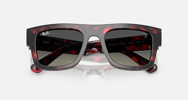 Ray-Ban RB2217M SCUDERIA FERRARI COLLECTION Red Havana with Grey Gradient Gradient lenses - Closed Front