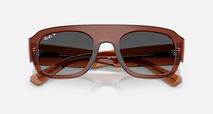Ray-Ban RB2218 Transparent Brown with Grey Gradient Polarized Gradient lenses - Closed Front