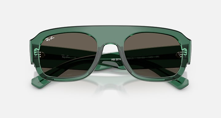Ray-Ban RB2218 Transparent Green with Brown Solid Color lenses - Closed Front