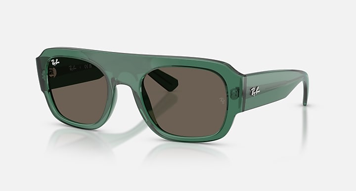 Ray-Ban RB2218 Transparent Green with Brown Solid Color lenses - Quarter