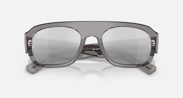 Ray-Ban RB2218 Transparent Grey with Grey Mirror Gradient Silver Polarized Gradient - Mirror lenses - Closed Front