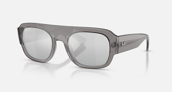 Ray-Ban RB2218 Transparent Grey with Grey Mirror Gradient Silver Polarized Gradient - Mirror lenses - Quarter