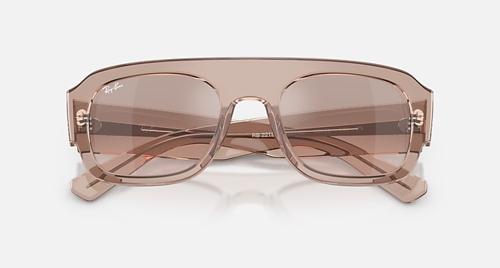 Ray-Ban RB2218 Transparent Light Brown with Brown Mirror Silver Gradient Gradient - Mirror lenses - Closed Front