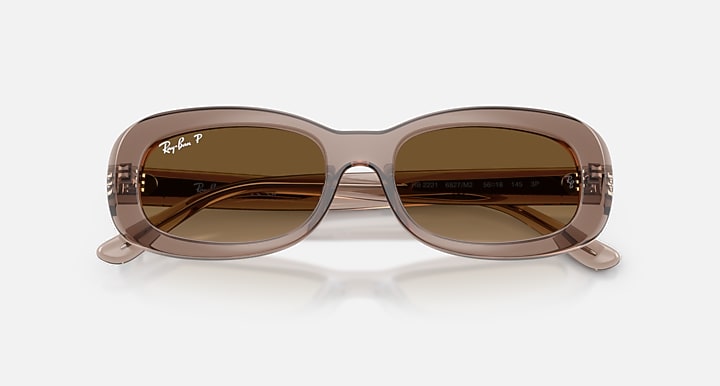 Ray-Ban RB2221 Transparent Beige with Gradient Brown Polarized Gradient lenses - Closed Front