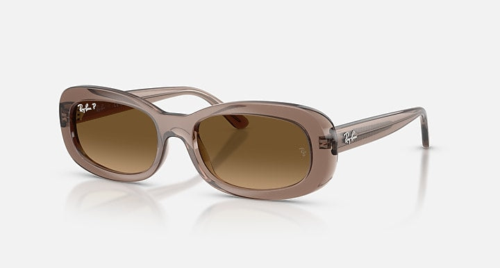 Ray-Ban RB2221 Transparent Beige with Gradient Brown Polarized Gradient lenses - Quarter