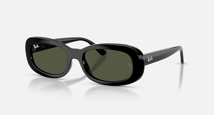 Ray-Ban RB2221 Black with Green Solid Color lenses - Quarter