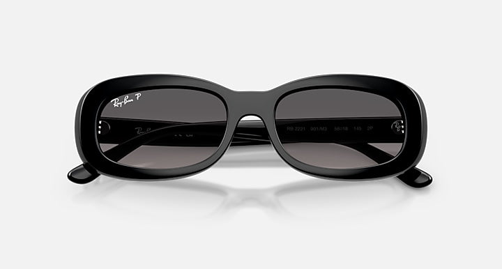 Ray-Ban RB2221 Black with Gradient Grey Polarized Gradient lenses - Closed Front
