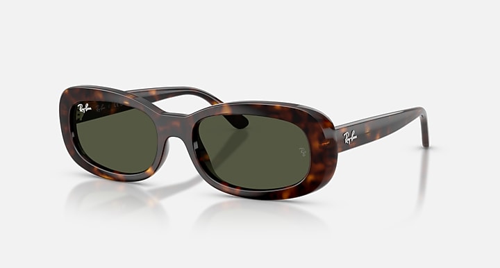 Ray-Ban RB2221 Havana with Green Solid Color lenses - Quarter