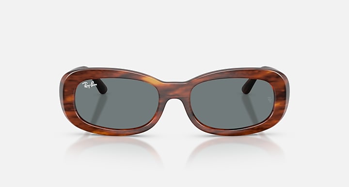 Ray-Ban RB2221 Striped Havana with Blue Solid Color lenses - Front