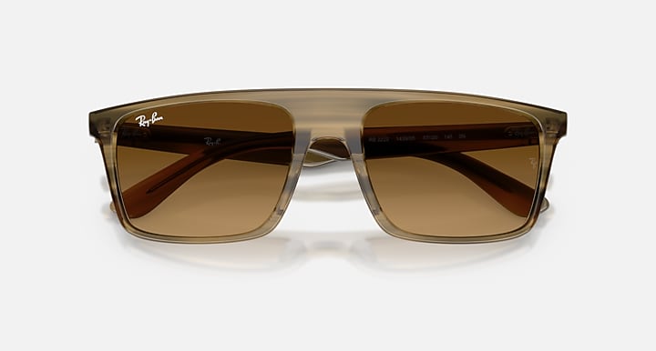 Ray-Ban RB2222 Striped Green with Gradient Brown Gradient lenses - Closed Front