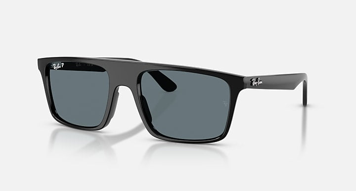 Ray-Ban RB2222 Black with Dark Blue Polarized Solid Color lenses - Quarter