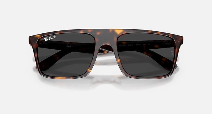 Ray-Ban RB2222 Havana with Polarized Black Solid Color lenses - Closed Front