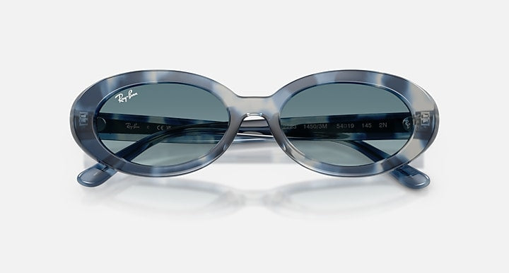 Ray-Ban RB2223 Opal Blue Havana with Blue Gradient Grey Gradient lenses - Closed Front