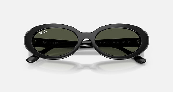 Ray-Ban RB2223 Black with Green Solid Color lenses - Closed Front