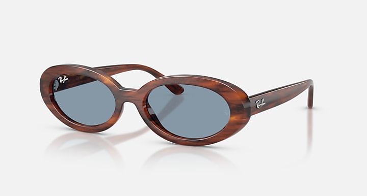 Ray-Ban RB2223 Striped Havana with Blue Solid Color lenses - Quarter