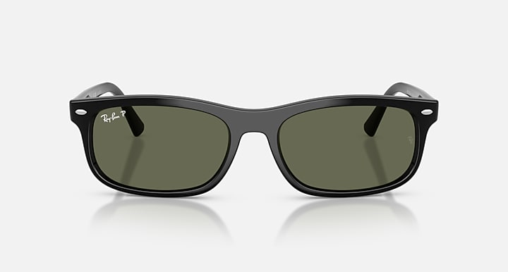 Ray-Ban RB2224 Black with Green Polarized Solid Color lenses - Front