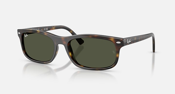 Ray-Ban RB2224 Havana with Green Solid Color lenses - Quarter