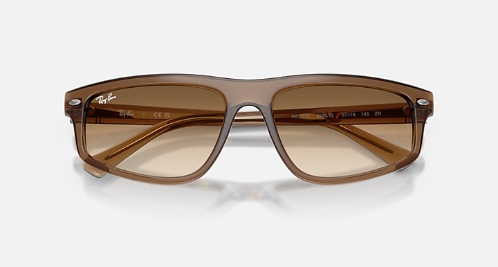 Ray-Ban RB2225 Transparent Light Brown with Clear Gradient Brown Gradient lenses - Closed Front