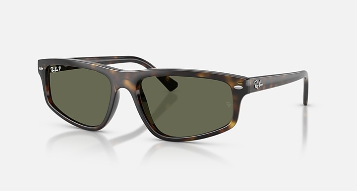 Ray-Ban RB2225 Havana with Green Polarized Solid Color lenses - Quarter