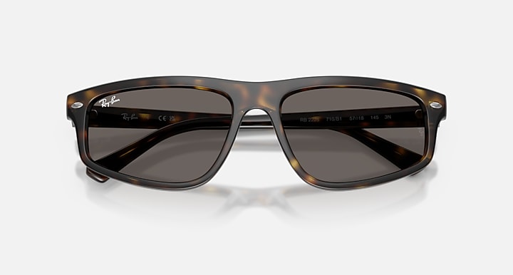 Ray-Ban RB2225 Havana with Dark Grey Solid Color lenses - Closed Front