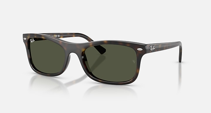 Ray-Ban RB2226 Havana with Green Solid Color lenses - Quarter