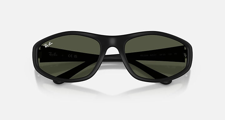 Ray-Ban RB2228 Rubber Black with Dark Green Solid Color lenses - Closed Front