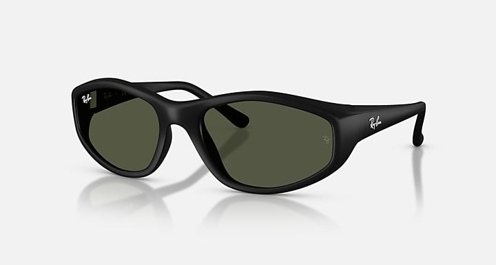 Ray-Ban RB2228 Rubber Black with Dark Green Solid Color lenses - Quarter