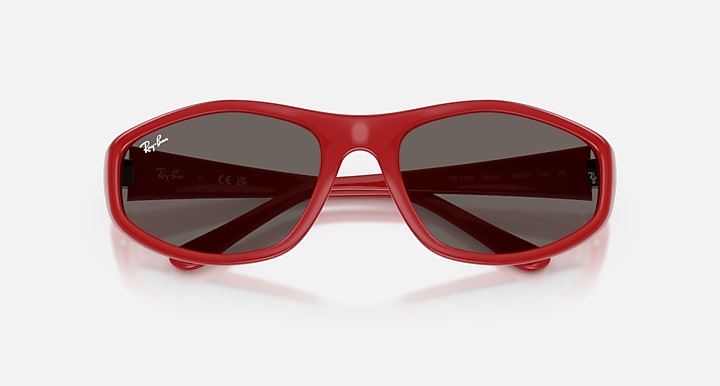 Ray-Ban RB2228 Red with Dark Grey Solid Color lenses - Closed Front