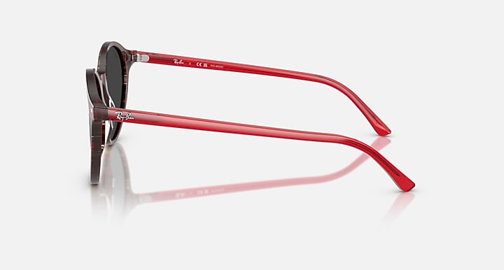 Ray-Ban RB2230 Transparent Shade Fantasy Red; Transparent Red with Polarized Black Solid Color lenses - Lateral