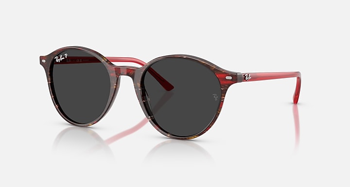 Ray-Ban RB2230 Transparent Shade Fantasy Red; Transparent Red with Polarized Black Solid Color lenses - Quarter