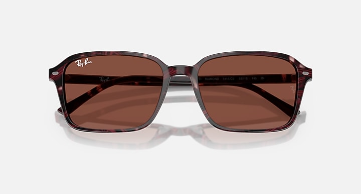 Ray-Ban RAIMOND Transparent Fantasy Violet & Red with Red Solid Color lenses - Closed Front