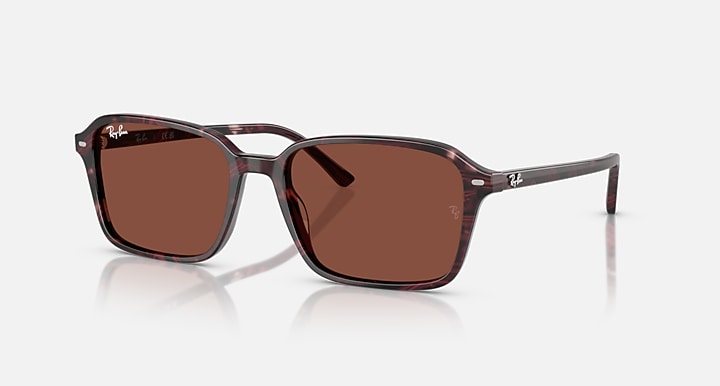 Ray-Ban RAIMOND Transparent Fantasy Violet & Red with Red Solid Color lenses - Quarter