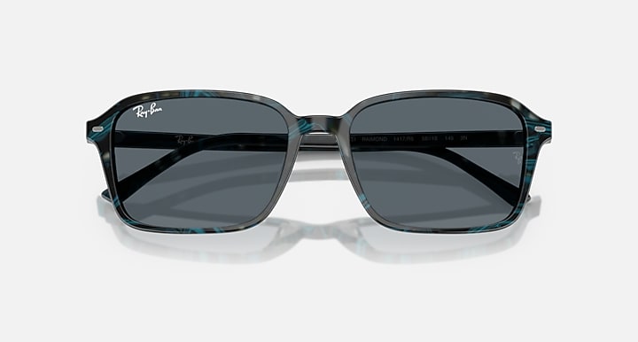 Ray-Ban RAIMOND Transparent Fantasy Blue & Grey with Blue Solid Color lenses - Closed Front