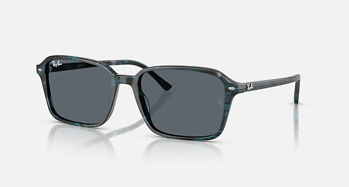 Ray-Ban RAIMOND Transparent Fantasy Blue & Grey with Blue Solid Color lenses - Quarter