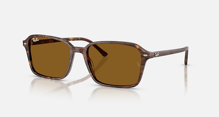 Ray-Ban RAIMOND Transparent Fantasy Brown with B-15 Brown Solid Color lenses - Quarter
