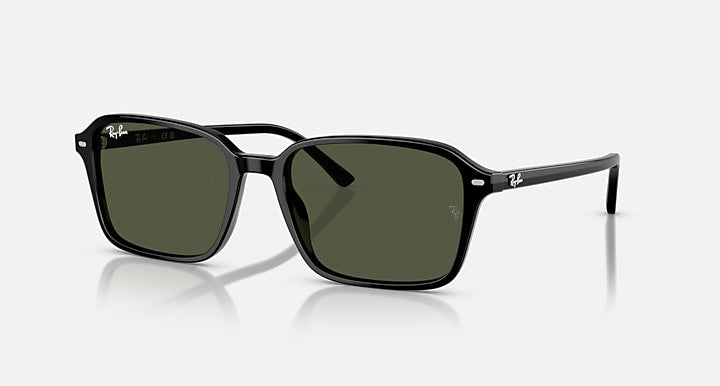 Ray-Ban RAIMOND Black with G-15 Green Solid Color lenses - Quarter