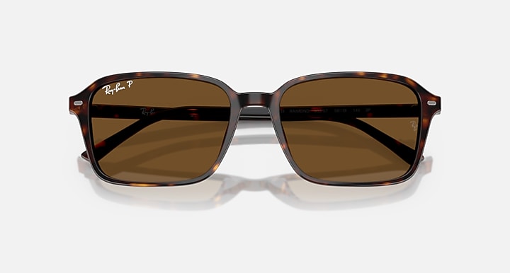 Ray-Ban RAIMOND Havana with Brown Polarized Solid Color lenses - Closed Front