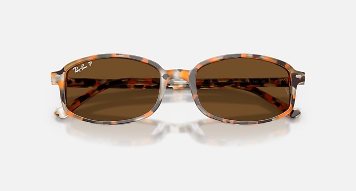 Ray-Ban SAM Havana Brown Grey with Brown Polarized Solid Color lenses - Closed Front