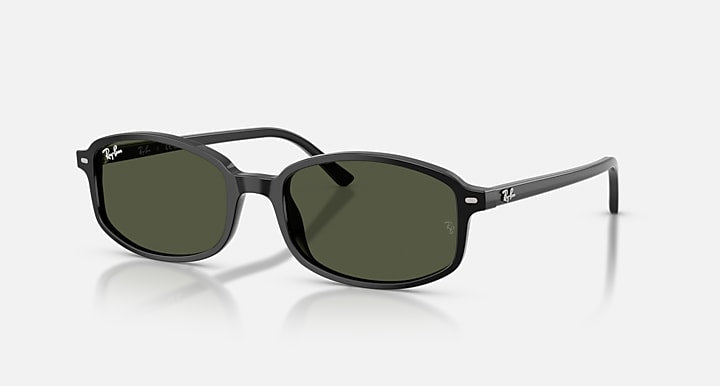 Ray-Ban SAM Black with Green Solid Color lenses - Quarter