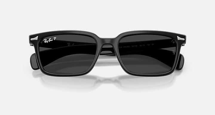 Ray-Ban BRUNEL Black with Polarized Black Solid Color lenses - Closed Front