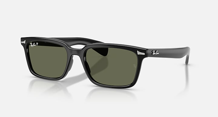 Ray-Ban BRUNEL Black with Green Polarized Solid Color lenses - Quarter