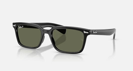 Ray-Ban BRUNEL Black with Green Polarized Solid Color lenses - Quarter