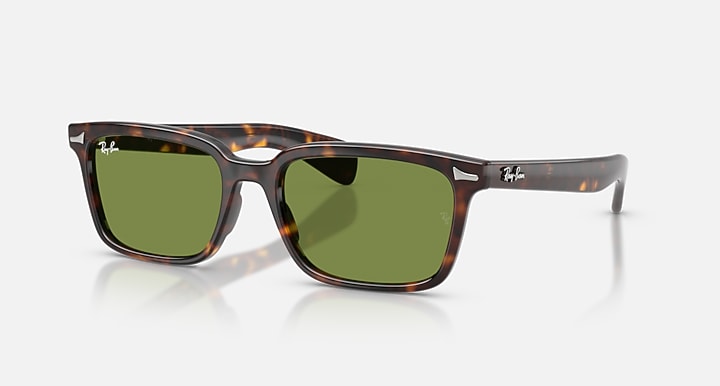 Ray-Ban BRUNEL Havana with Green Solid Color lenses - Quarter