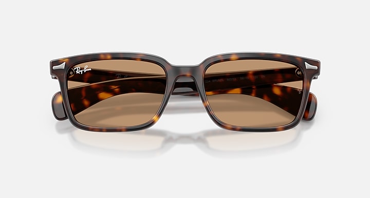 Ray-Ban BRUNEL Havana with Brown Solid Color lenses - Closed Front